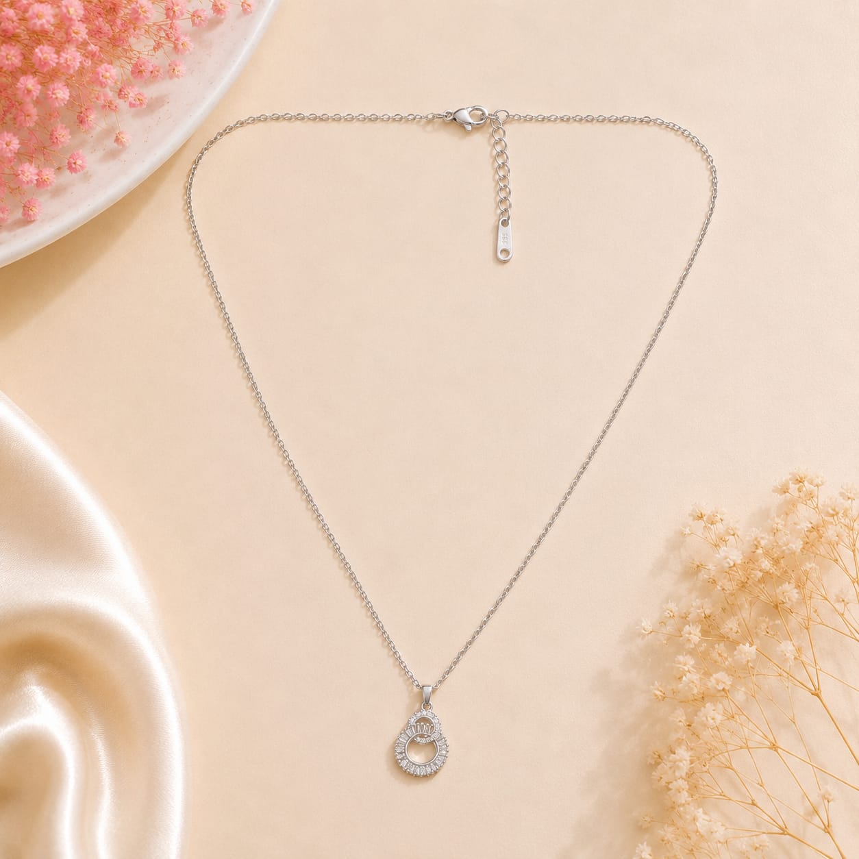 Silver Double Ring Necklace