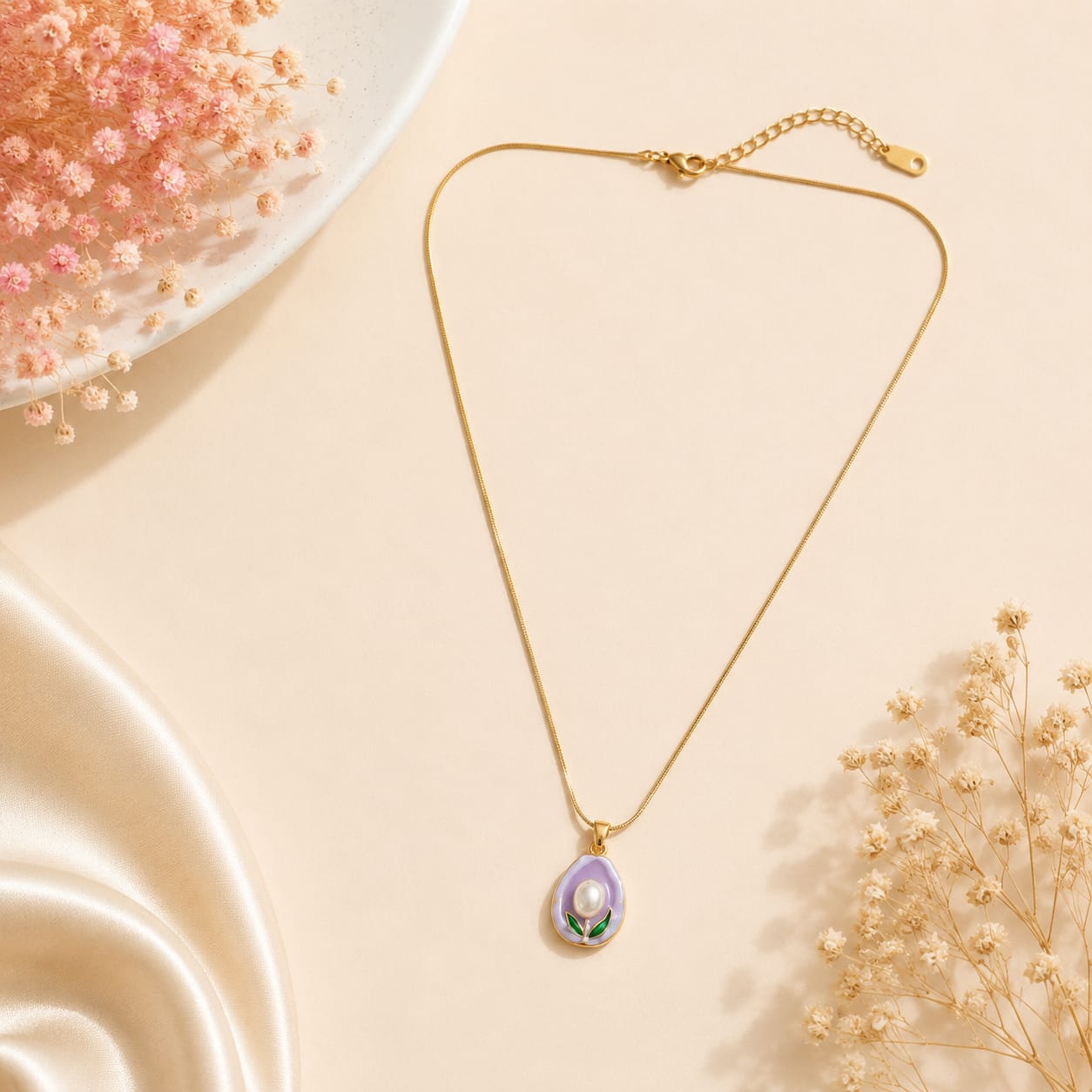 Purple Pearl Drop Handmade Necklace
