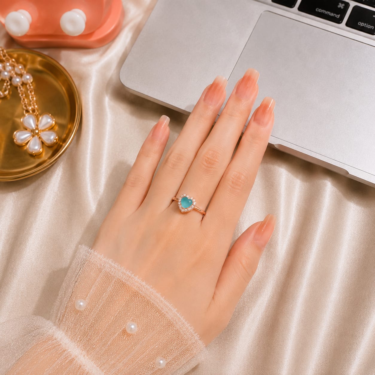 Blue Heart Adjustable Ring
