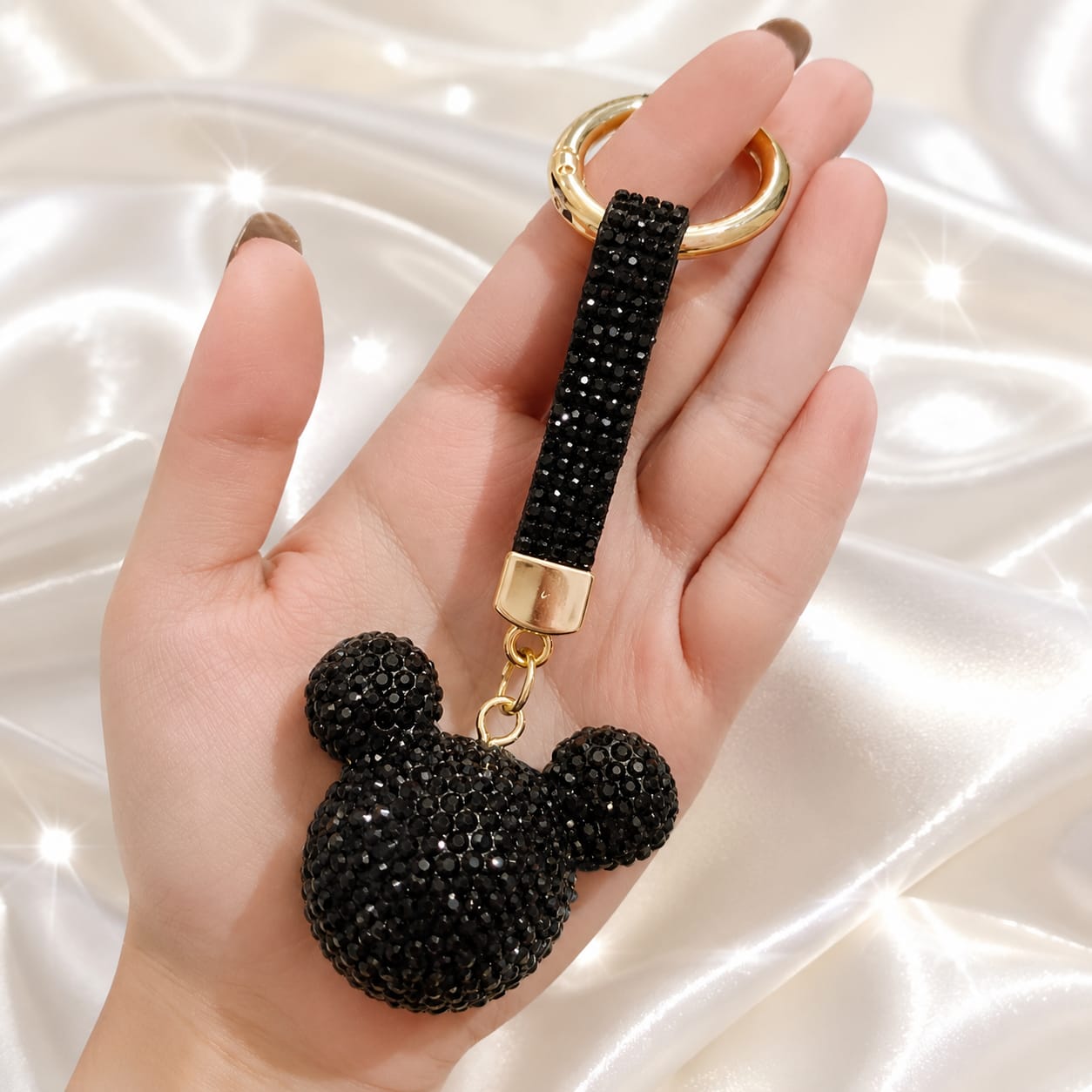 Black Rhinestone Micky Keychain