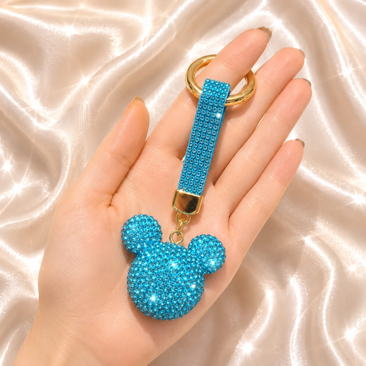 Blue Rhinestone Micky Keychain