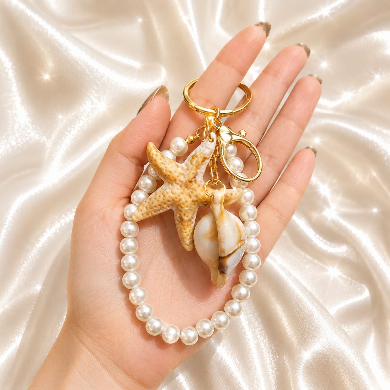 Pearl Starfish Keychain