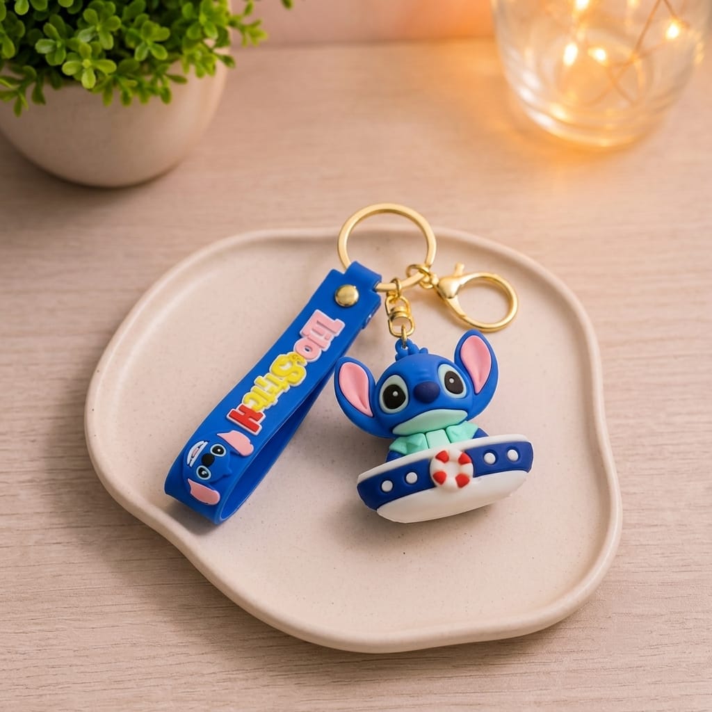 Stitch Boat Ride Silicone Keychain