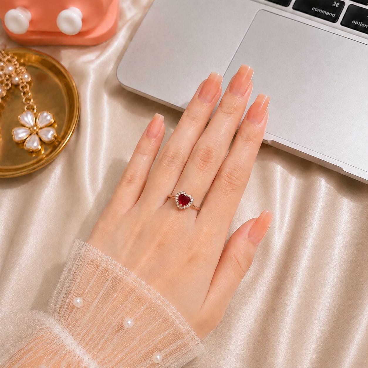 Red Heart Adjustable Ring