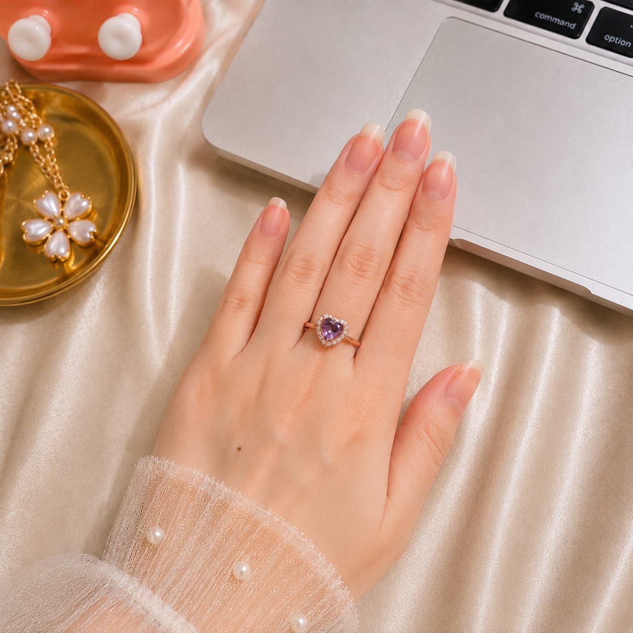 Purple Heart Adjustable Ring