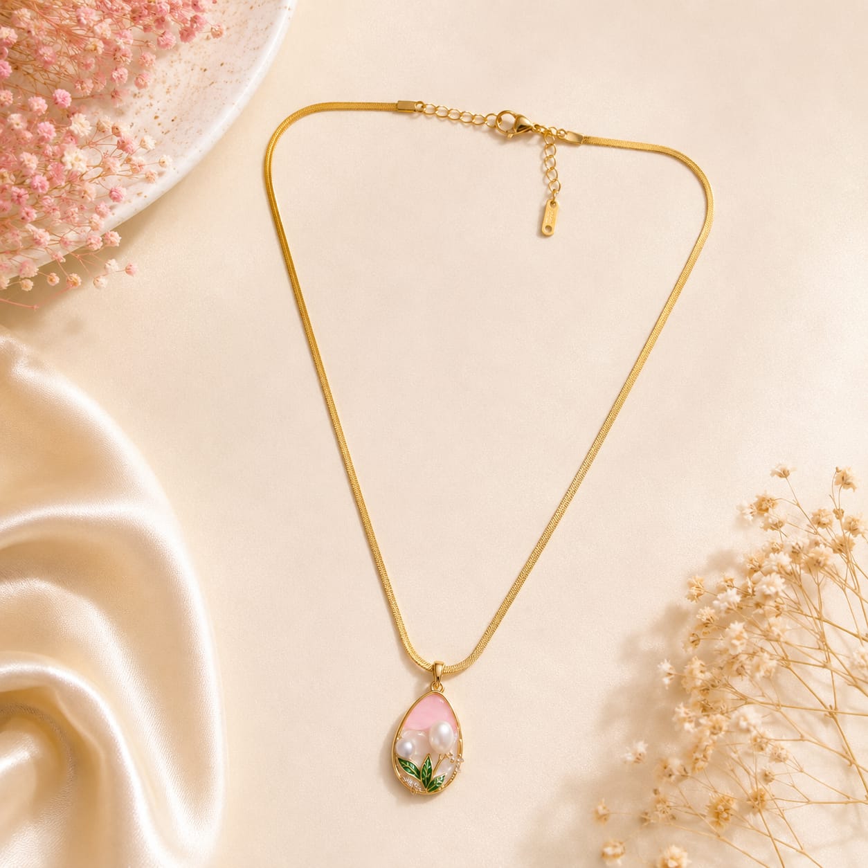 Pink Drop Handmade Necklace