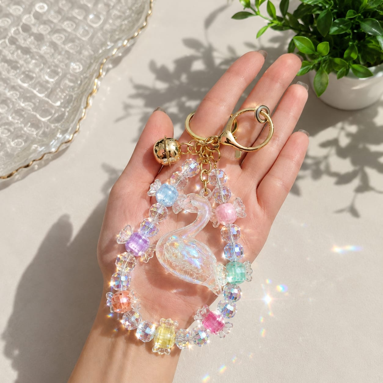 Rainbow Swan Candy Phone Charm