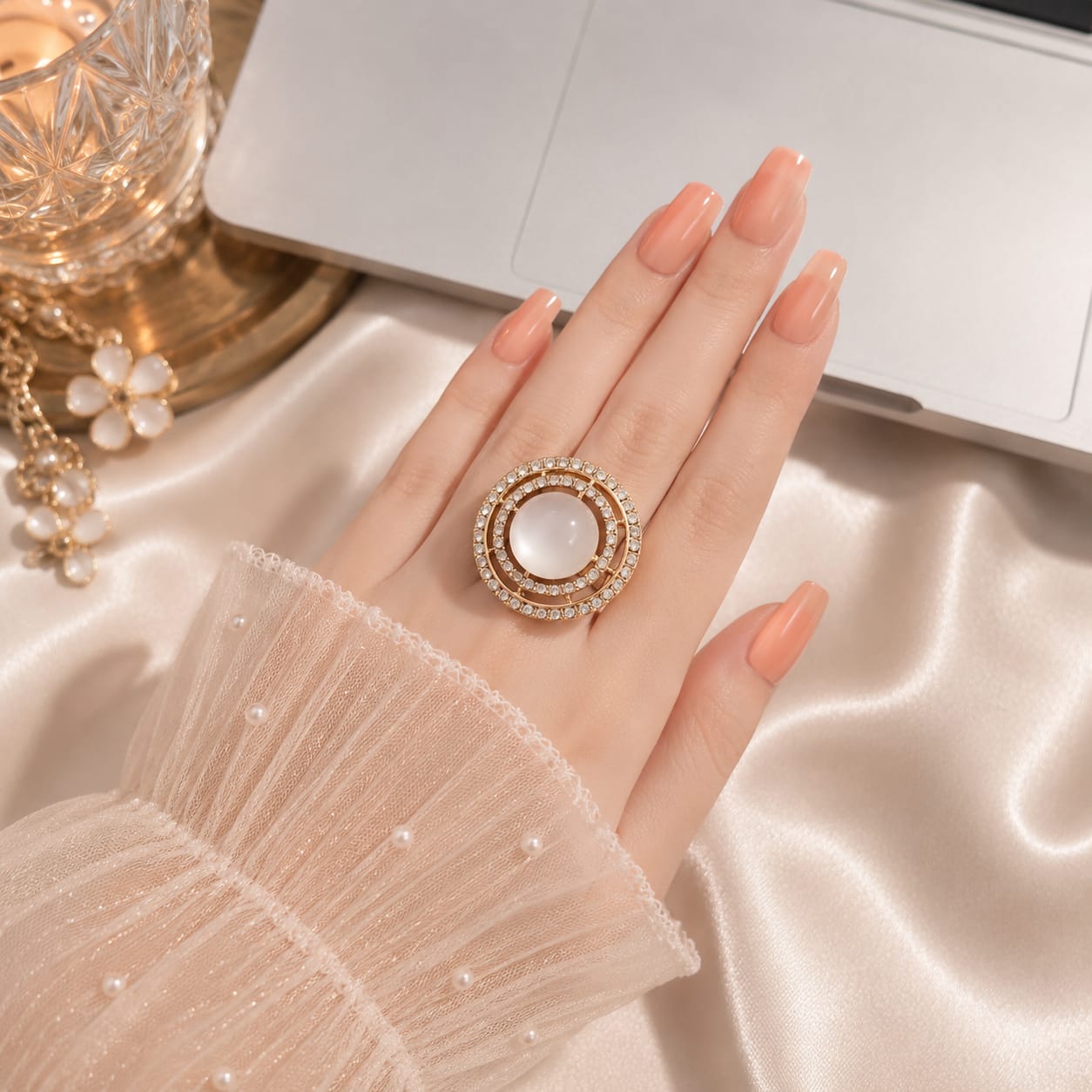 Pearl Halo Statement Ring