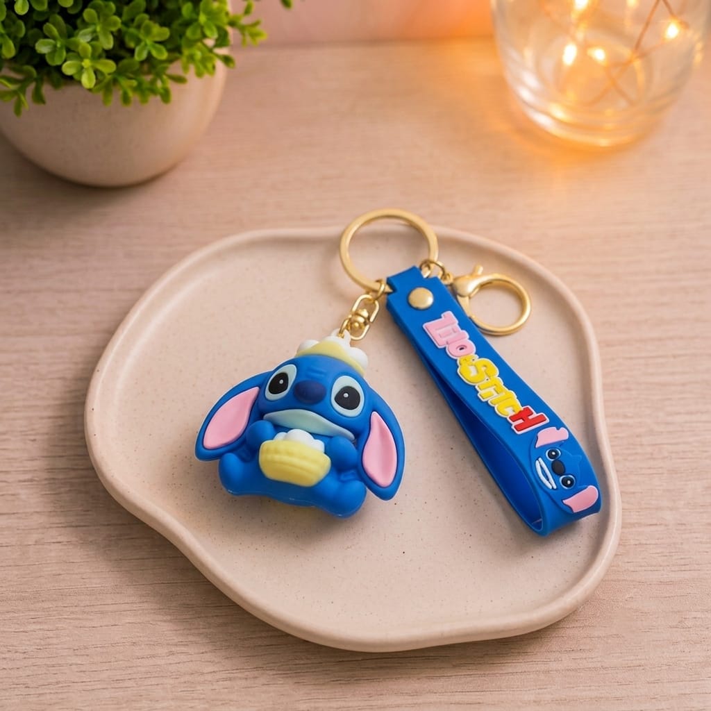 Stitch Cupcake Silicone Keychain