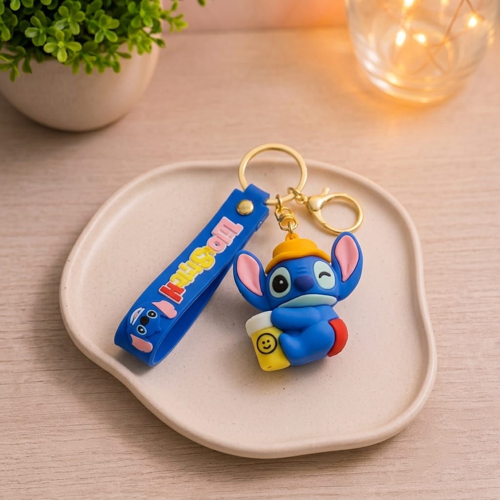 Stitch Coffee Cup Silicone Keychain