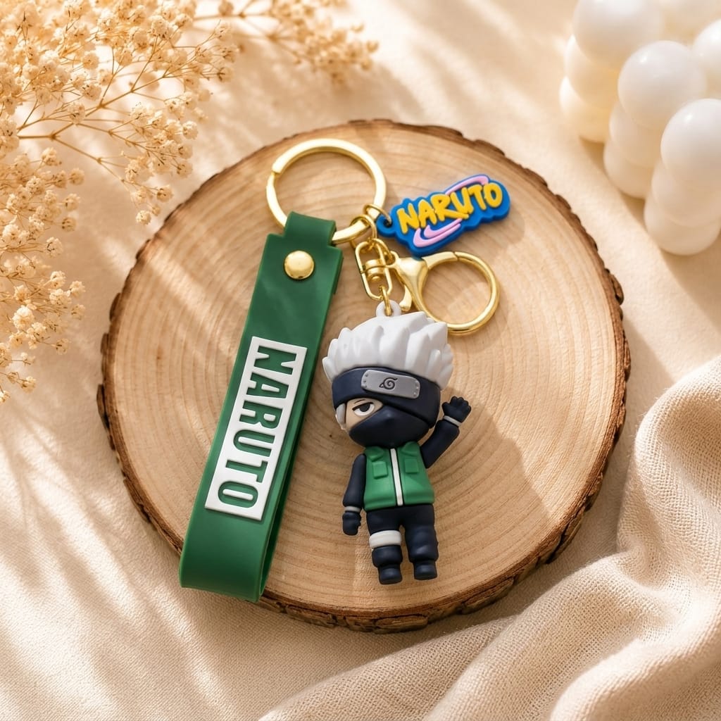 Naruto Kakashi Hatake Silicone Keychain with Green Strap