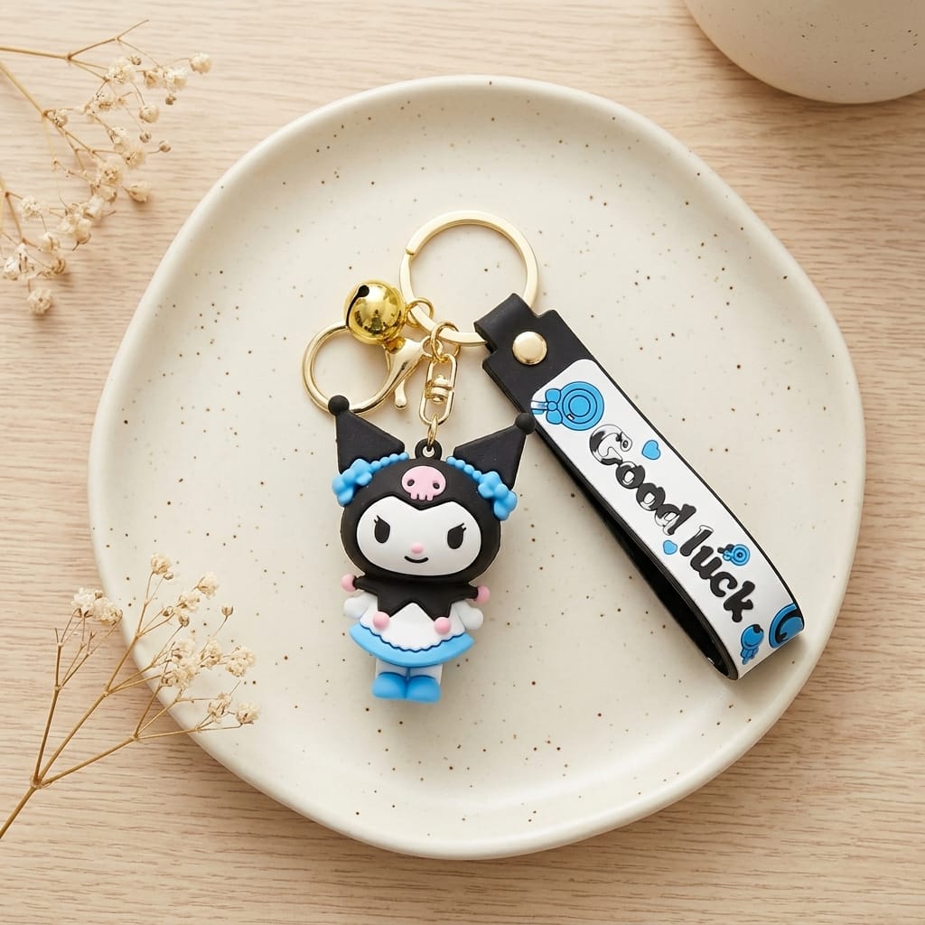 Kuromi Blue Dress Silicone Keychain