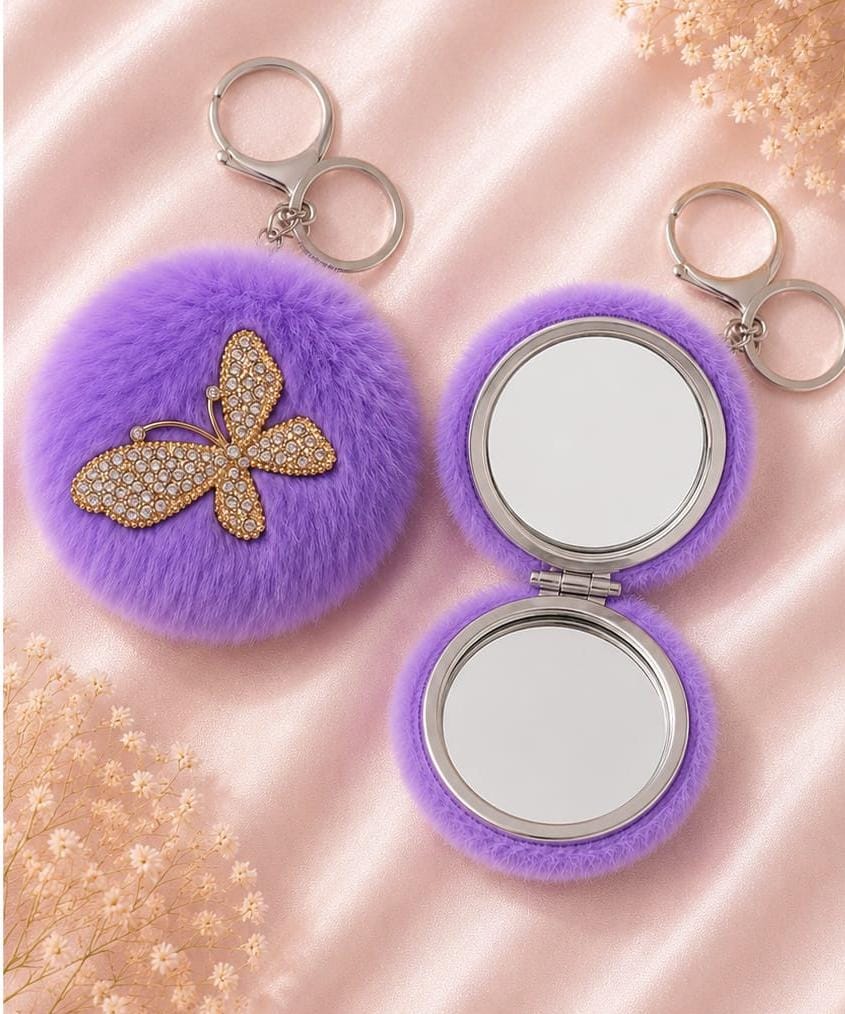 Fur Mirror Keychain (Purple)