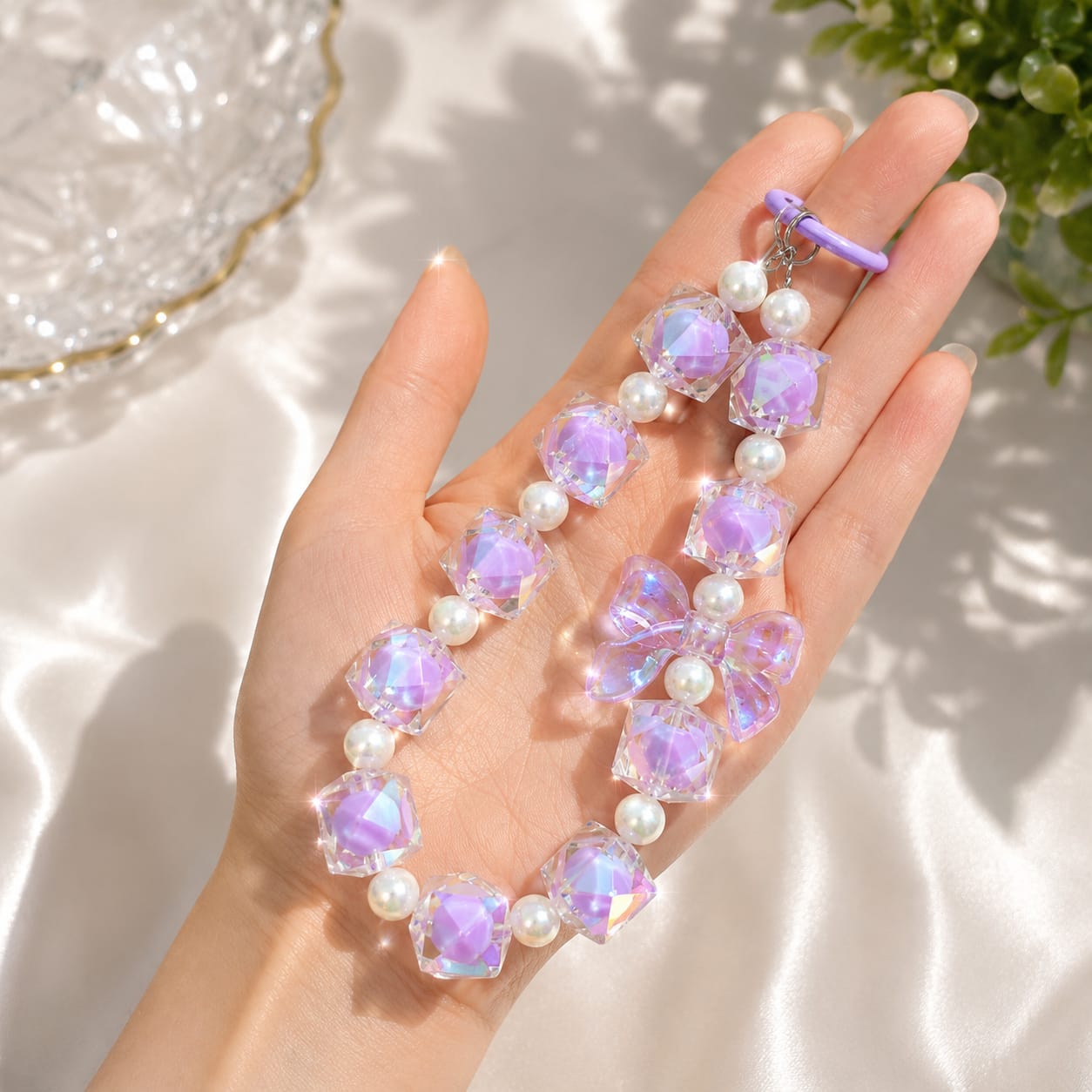 Purple Bow Clear Phone Charm