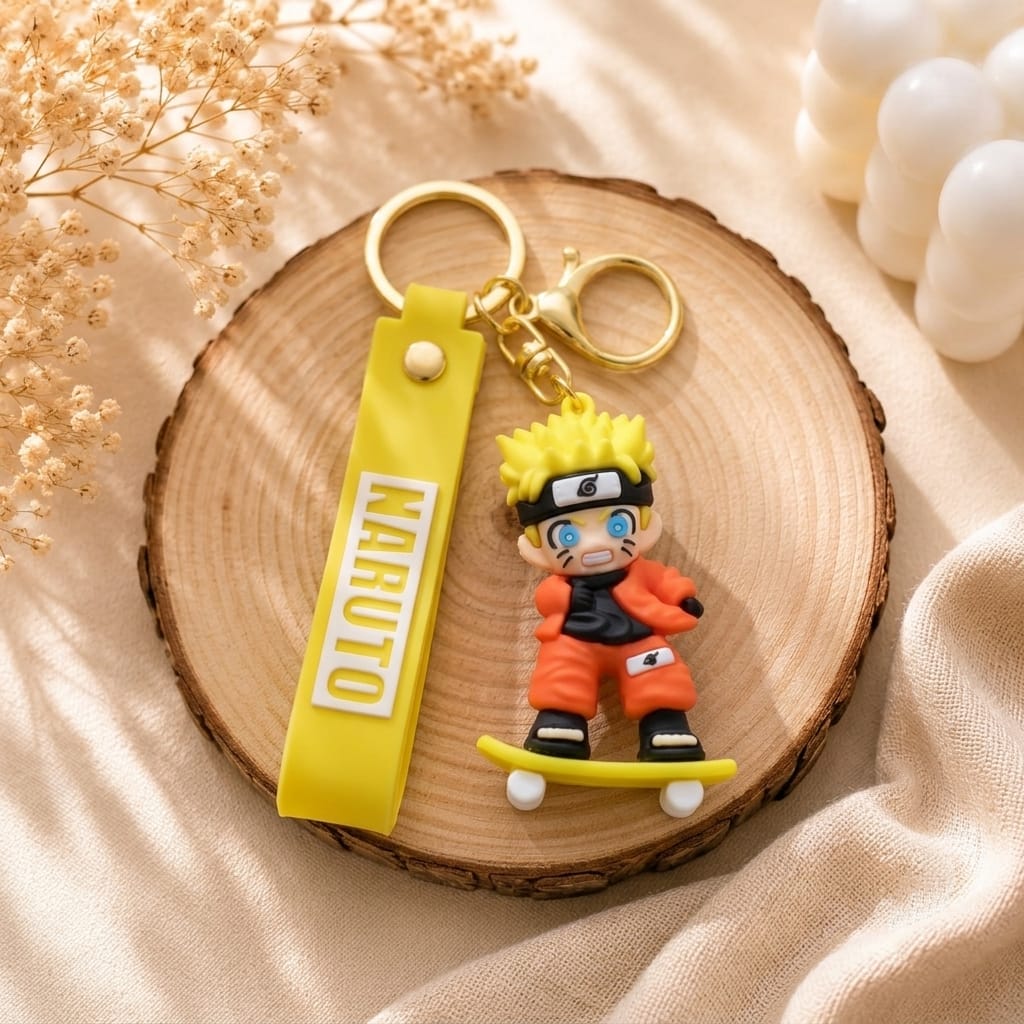 Naruto Uzumaki Silicone Keychain with Yellow Strap