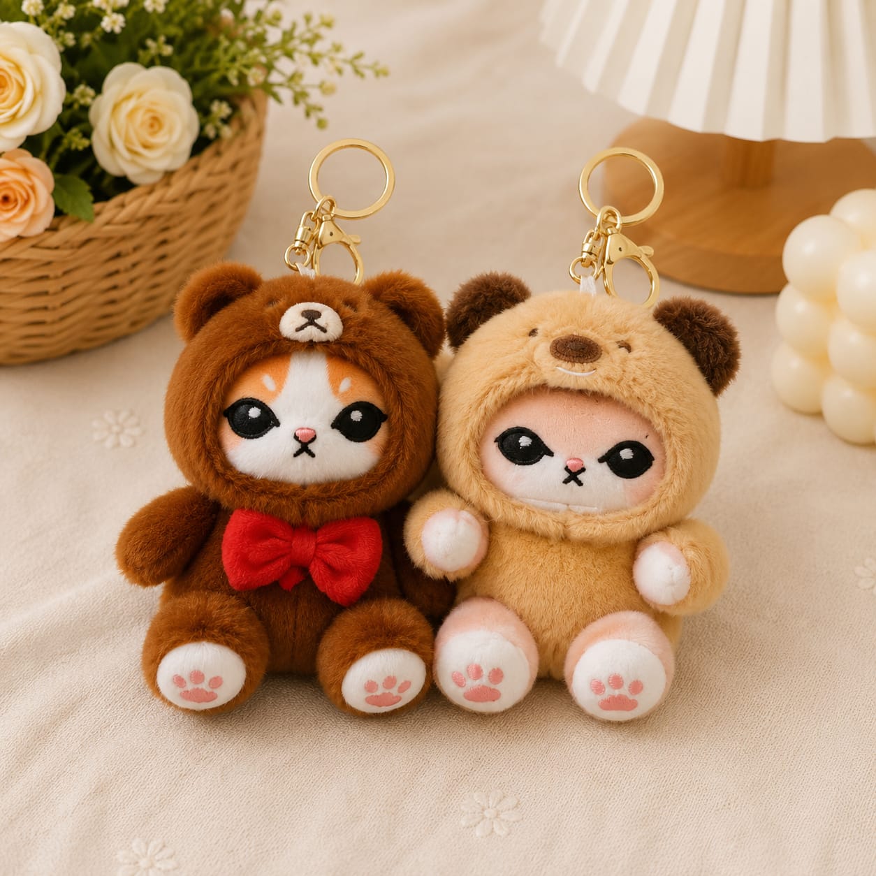 Cute Couple Bear Plushy Keychain