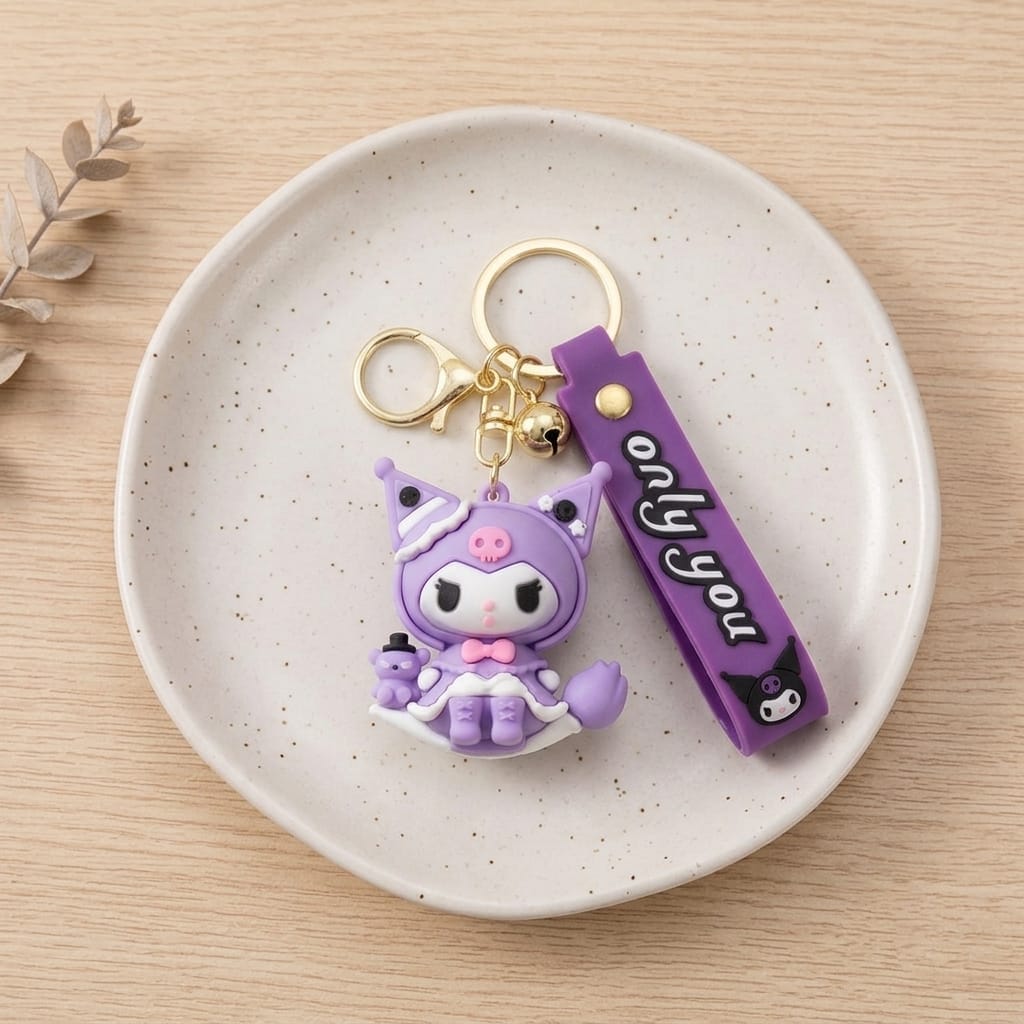 Kuromi Princess Silicone Keychain