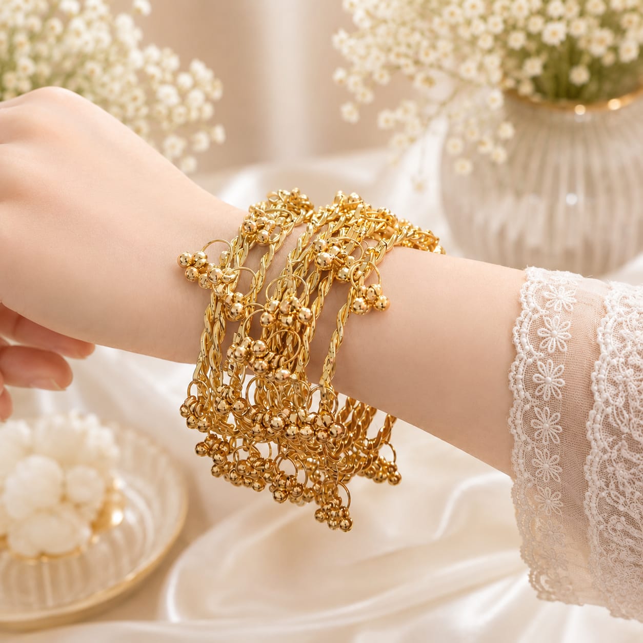 Kashmiri Ghungroo Bangles Twisted Set of 8 Size (2.10)