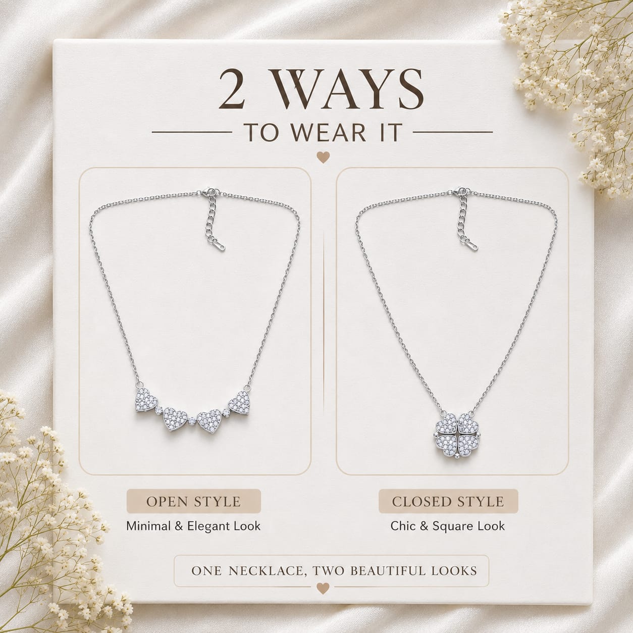 2-in-1 Clover Heart Convertible Necklace