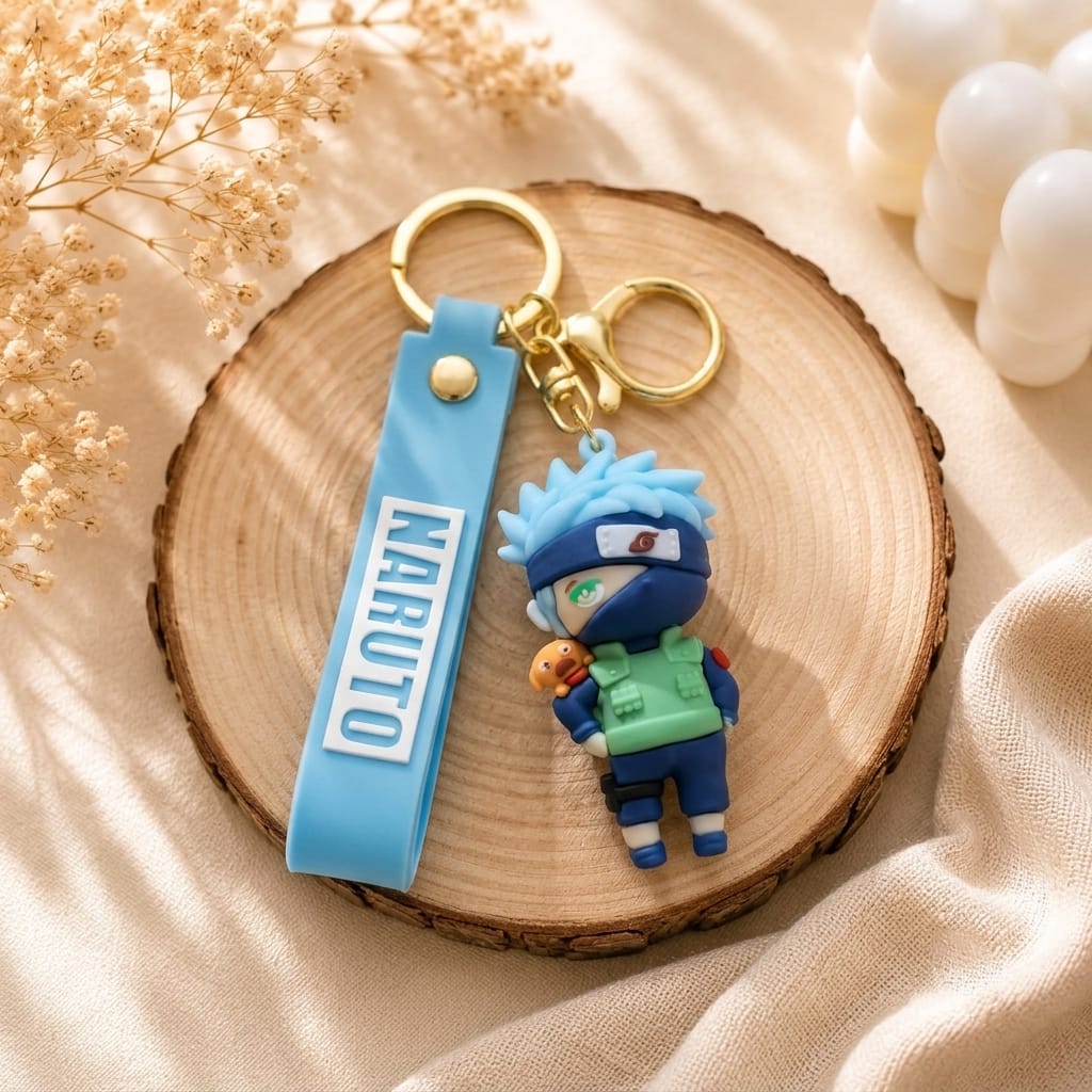 Kakashi Anime Silicone Keychain with Blue Strap