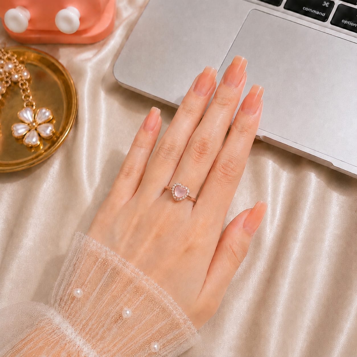 Baby Pink Heart Adjustable Ring