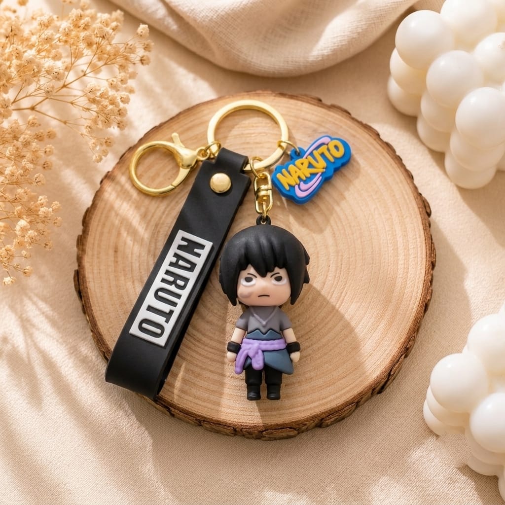 Sasuke Uchiha Silicone Keychain with Black Strap