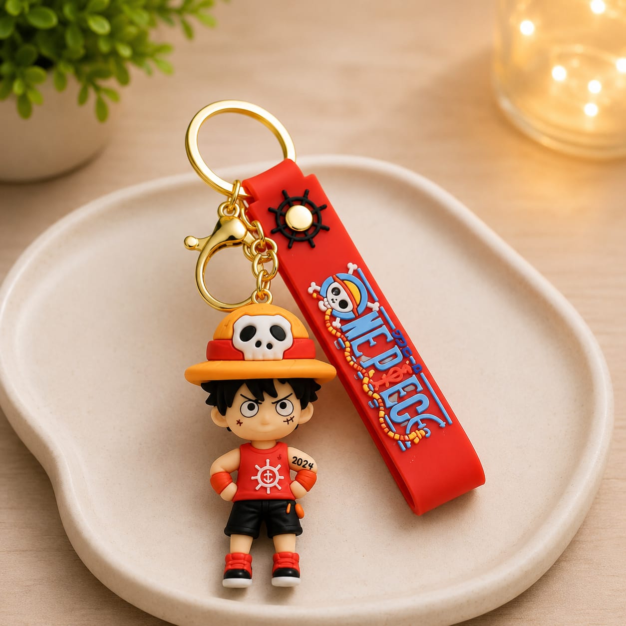 One Piece Luffy Keychain (Red Strap)