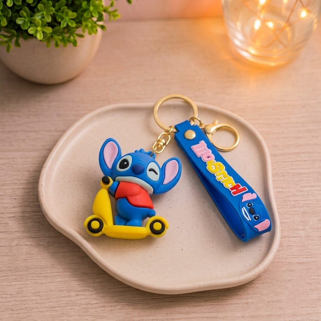 Stitch Scooter Silicone Keychain