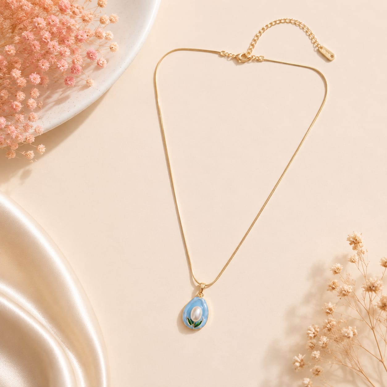 Blue Pearl Drop Handmade Necklace