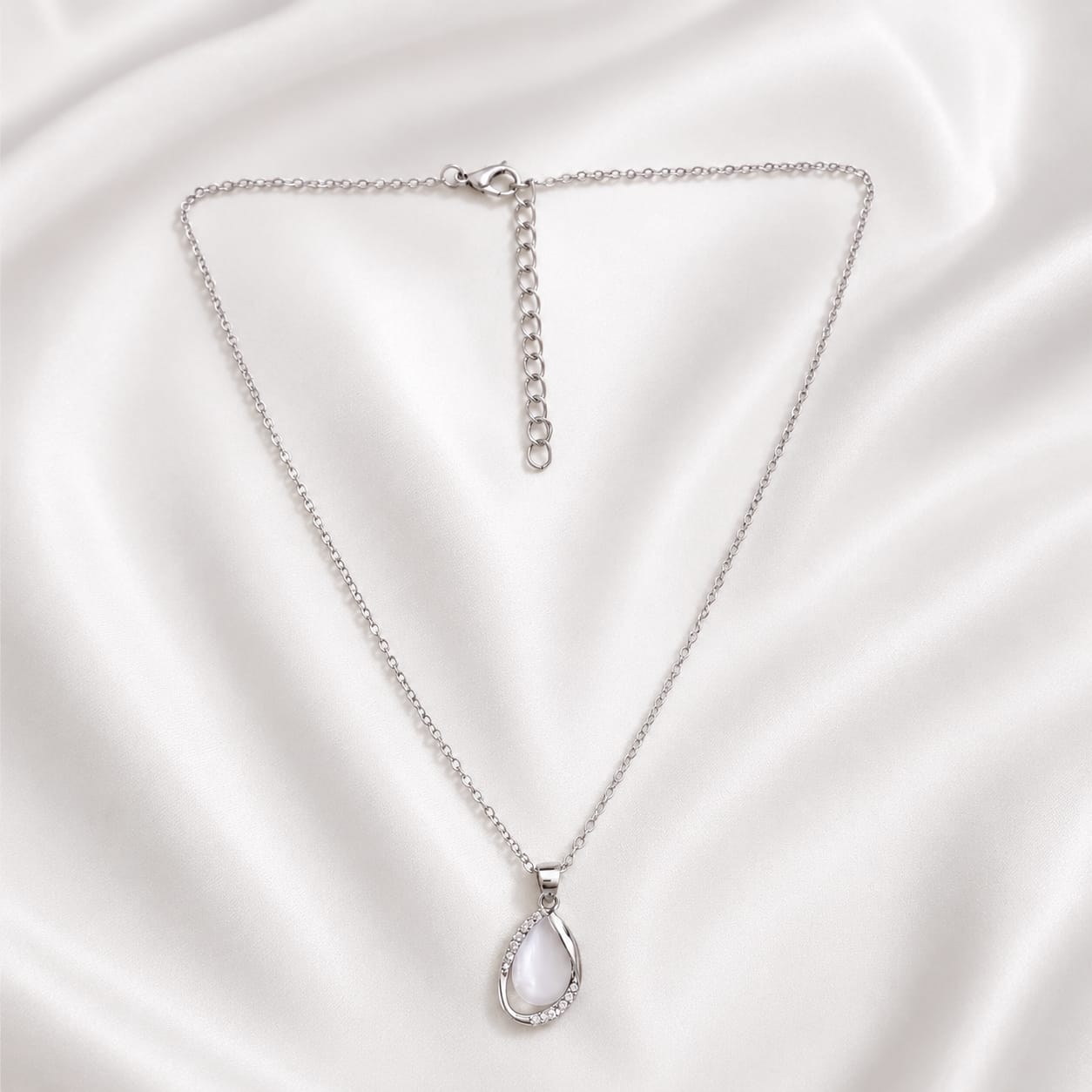 Silver RhineStone White Stone