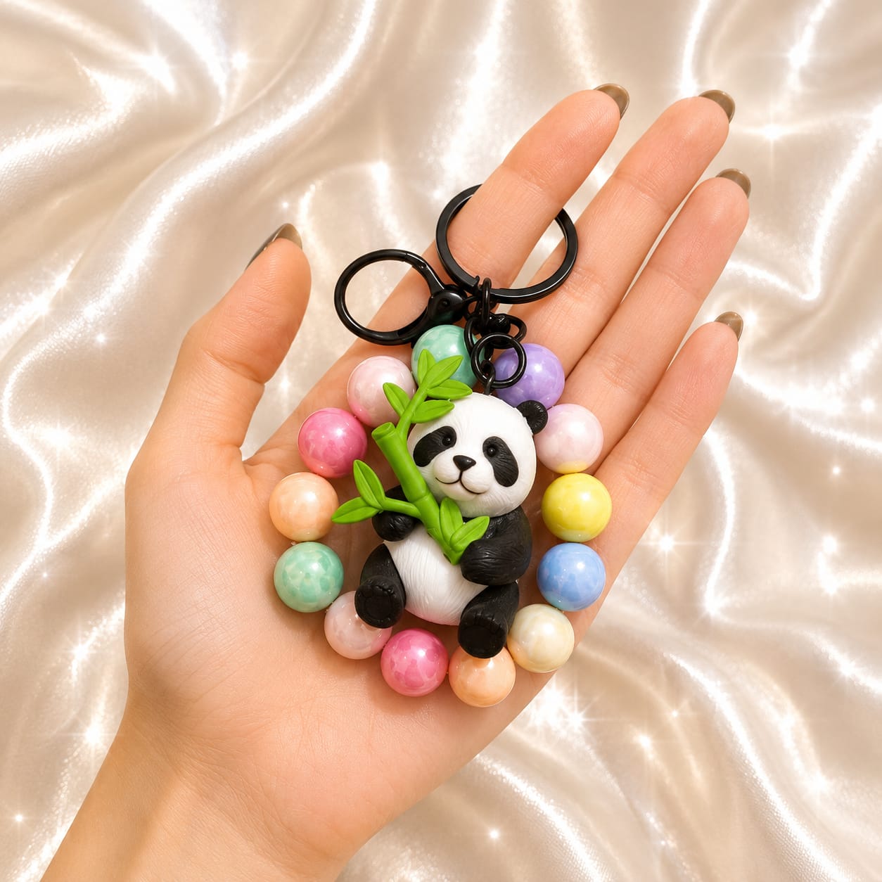 Panda Beaded Bracelet And Keychain